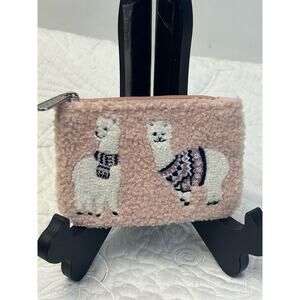 Cath Kidston London Pink Llama Sherpa Front Lined Zip Money Pouch